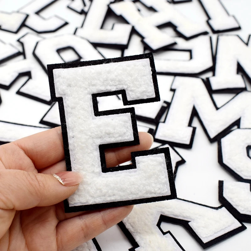 Large 3″ White Letters Alphabet Iron on Clothing Patches Numerical Patch PA
