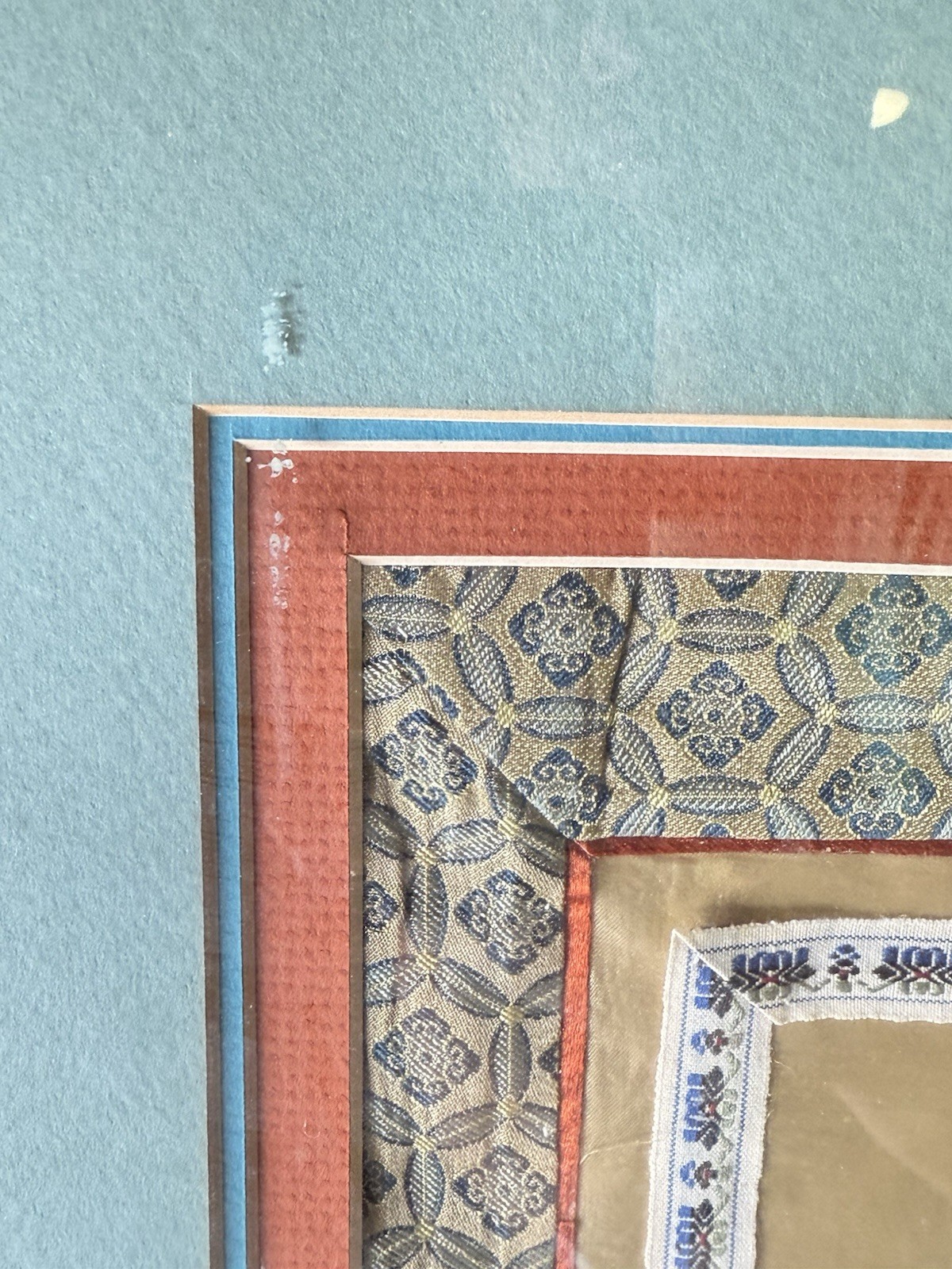 Vintage Chinese Silk Embroidery Double Panel Framed Butterflies Flowers