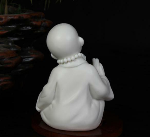 3.6″Chinese White Porcelain Ceramics Lovable Little Monk Figurine Statue Statues