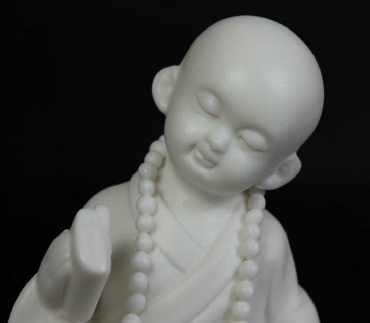3.6″Chinese White Porcelain Ceramics Lovable Little Monk Figurine Statue Statues
