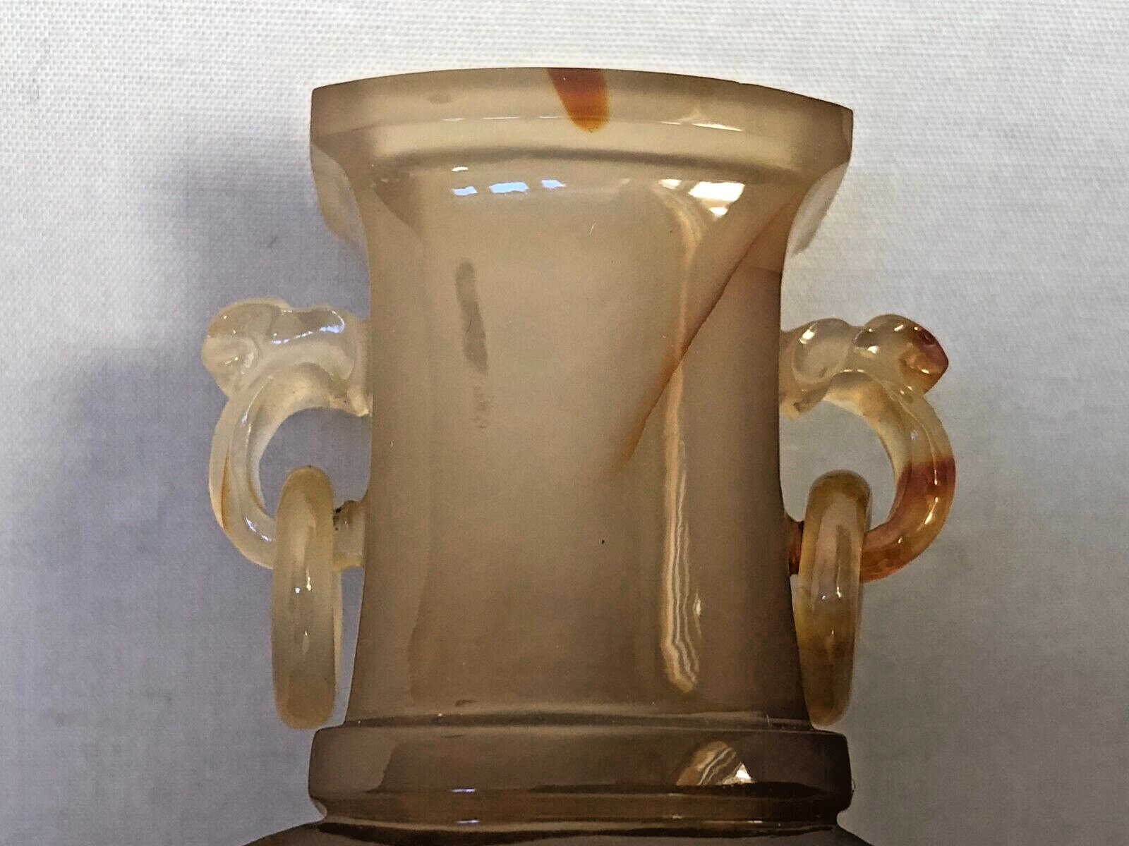 Vintage Chinese Agate High Quality Carving Small Vase with Top