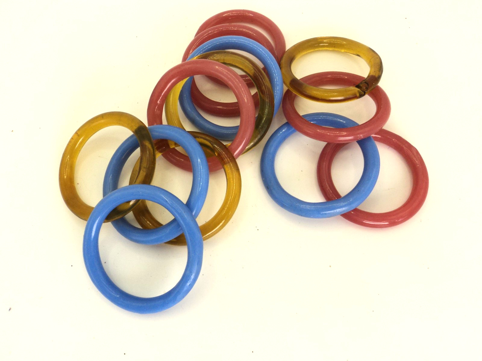 Antique 1920’s Chinese Peking Glass 2″ Sewing Rings Set of 13