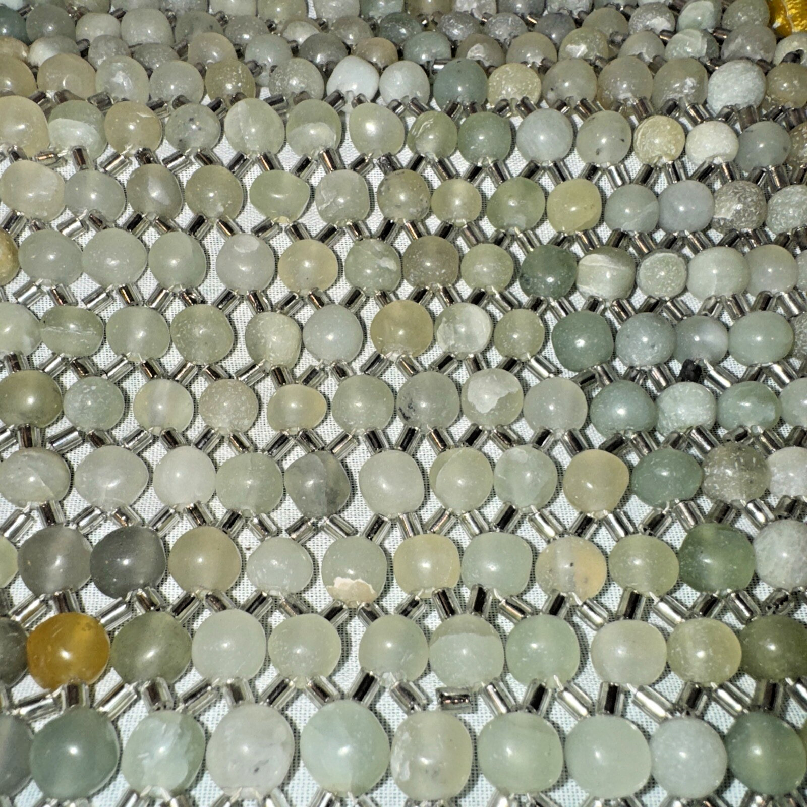 Vintage Healing Jade Crystal Stone 1035 Beads Chinese Pillow 20″ x 12″ 1Lb 10oz