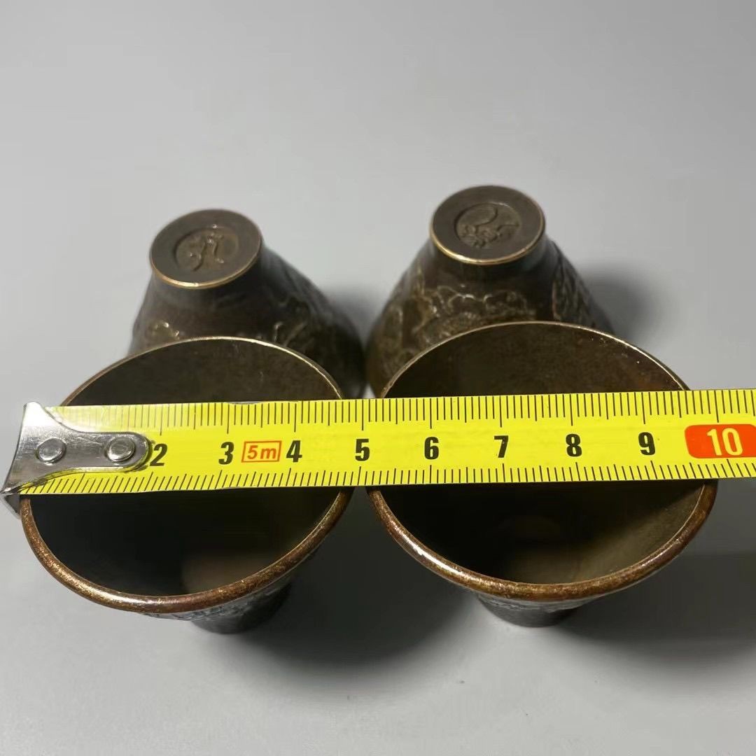 Antique Alloy Dragon Wine Cup 5cm Caliber Douli Cup Vintage Collectible Decor