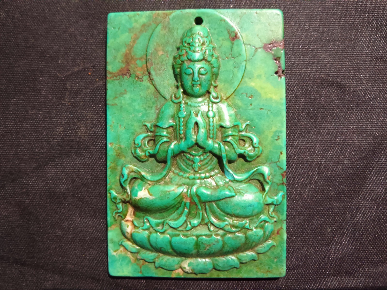 Good Quality Chinese Old Turquoise Hand Carved *KwanYin* Pendant