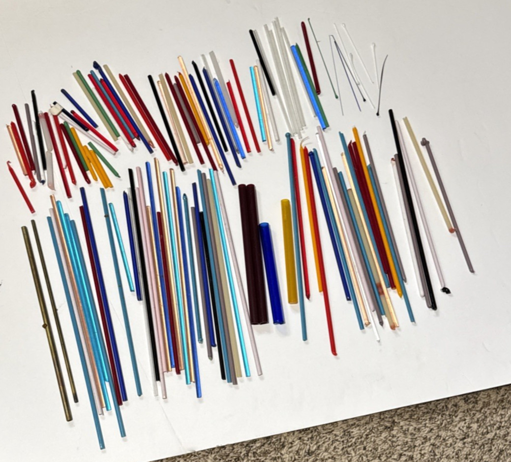 Glass Rods For Glass Bead Crafting 3 Pounds 5 ounces Total mixed sizes and color