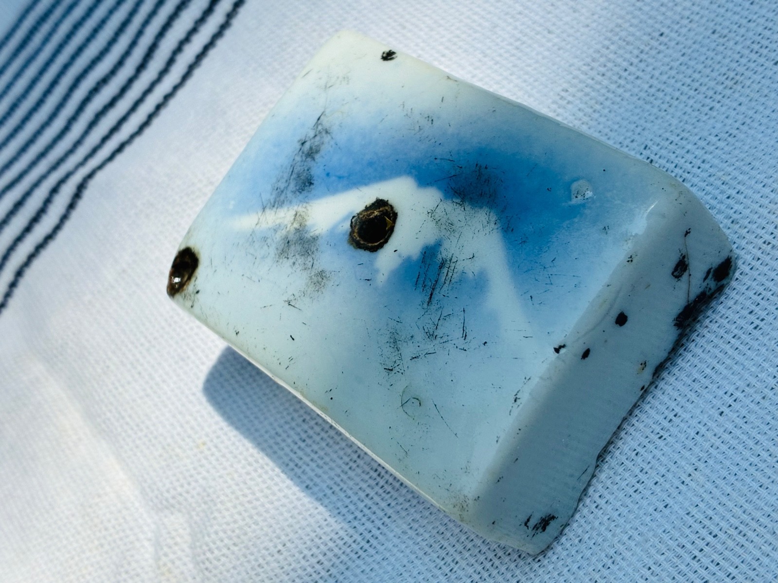Vintage CHINESE OPIUM PILLOW Incense Burner Holder Blue & White OLD