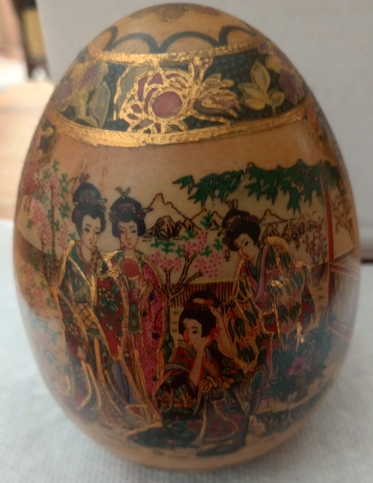 Vintage Satsuma Porcelain Egg