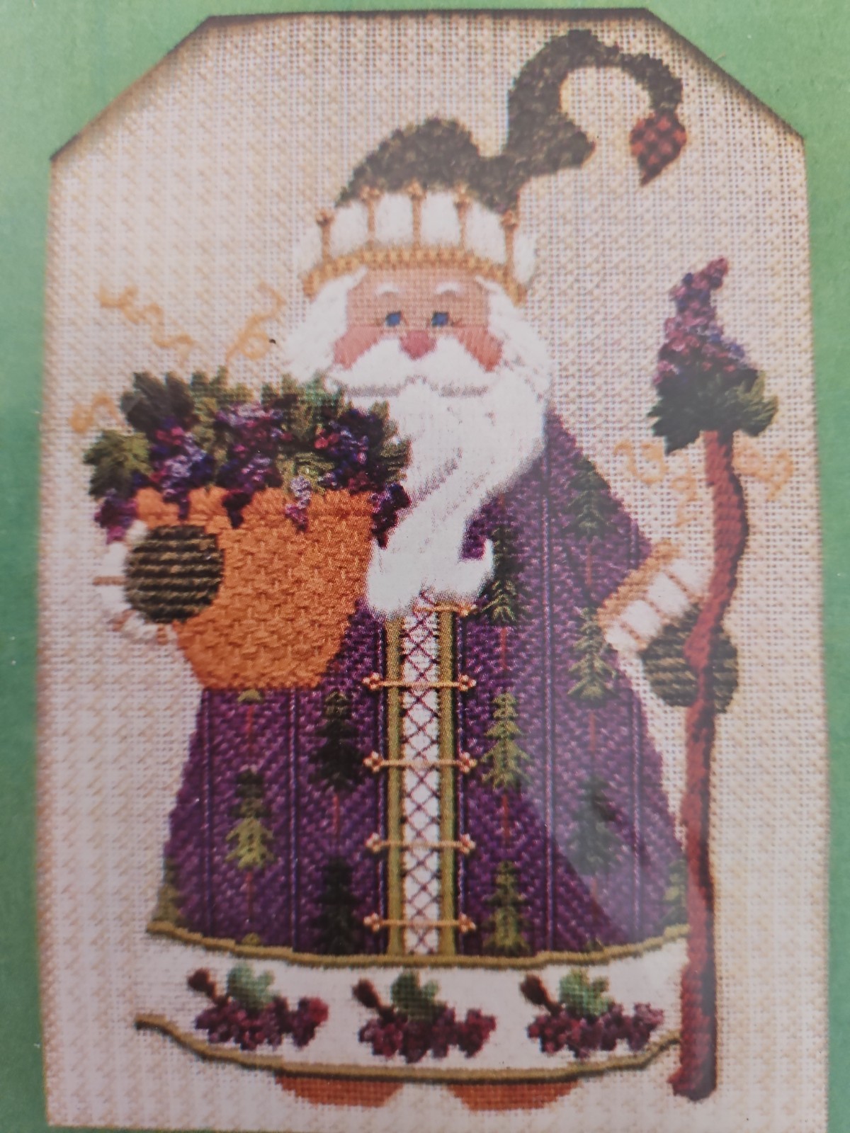 Libby Sturdy THE WINE COUNTRY SANTA 18-Mesh Needlepoint Canvas Stitch Guide MNF