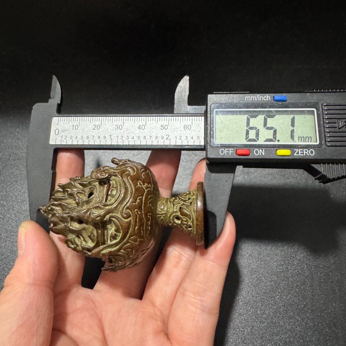 Patinated Bronze Mini Boshan Incense Burner Chinese Antique Hollow Censer Orname