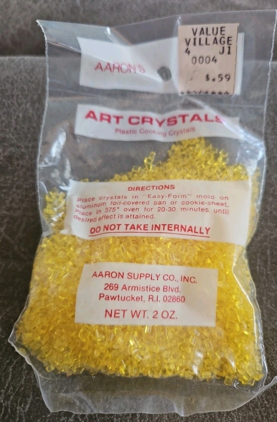 VINTAGE NEW! AARONS LARGE BAG MAKIT & BAKIT PLASTIC BAKING CRYSTALS 2 OZ YELLOW