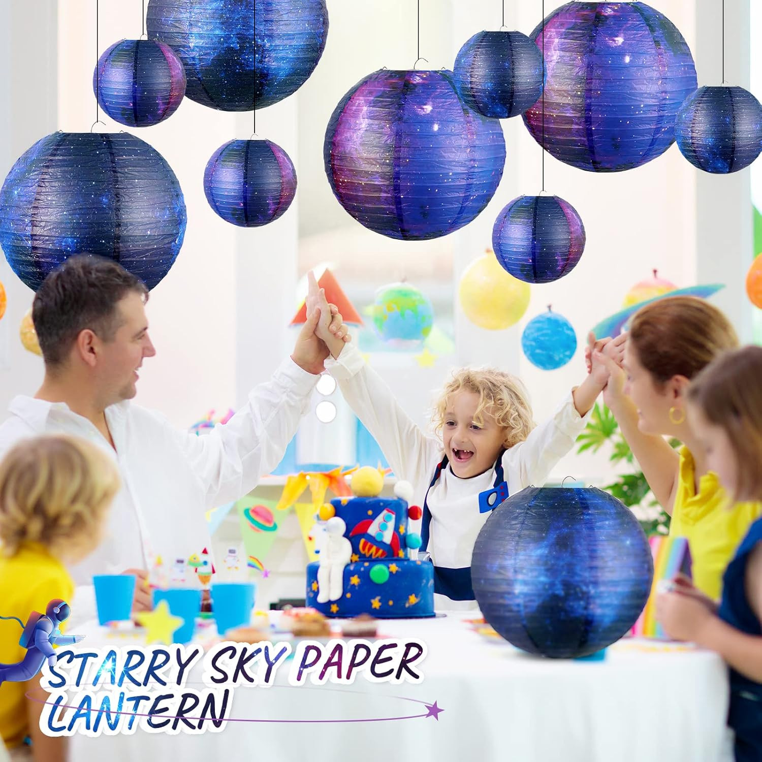 20 Pieces Galaxy Print Paper Lanterns Chinese Japanese Lanterns Space Themed Han