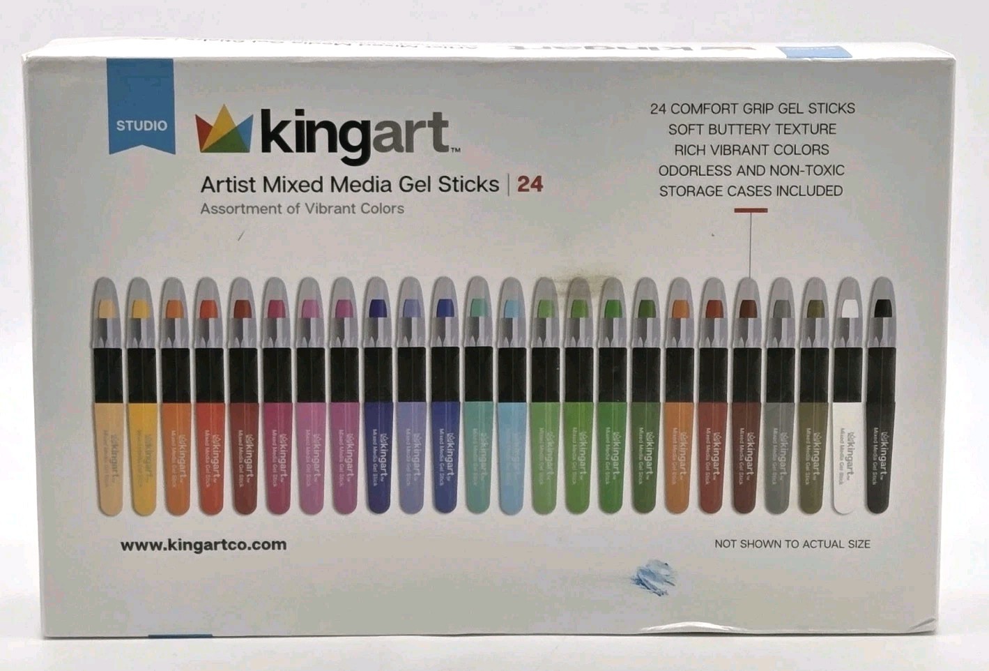 KINGART Artist Mix Media Gel Sticks Set of 24 Vibrant Colors Non-toxic Odorless