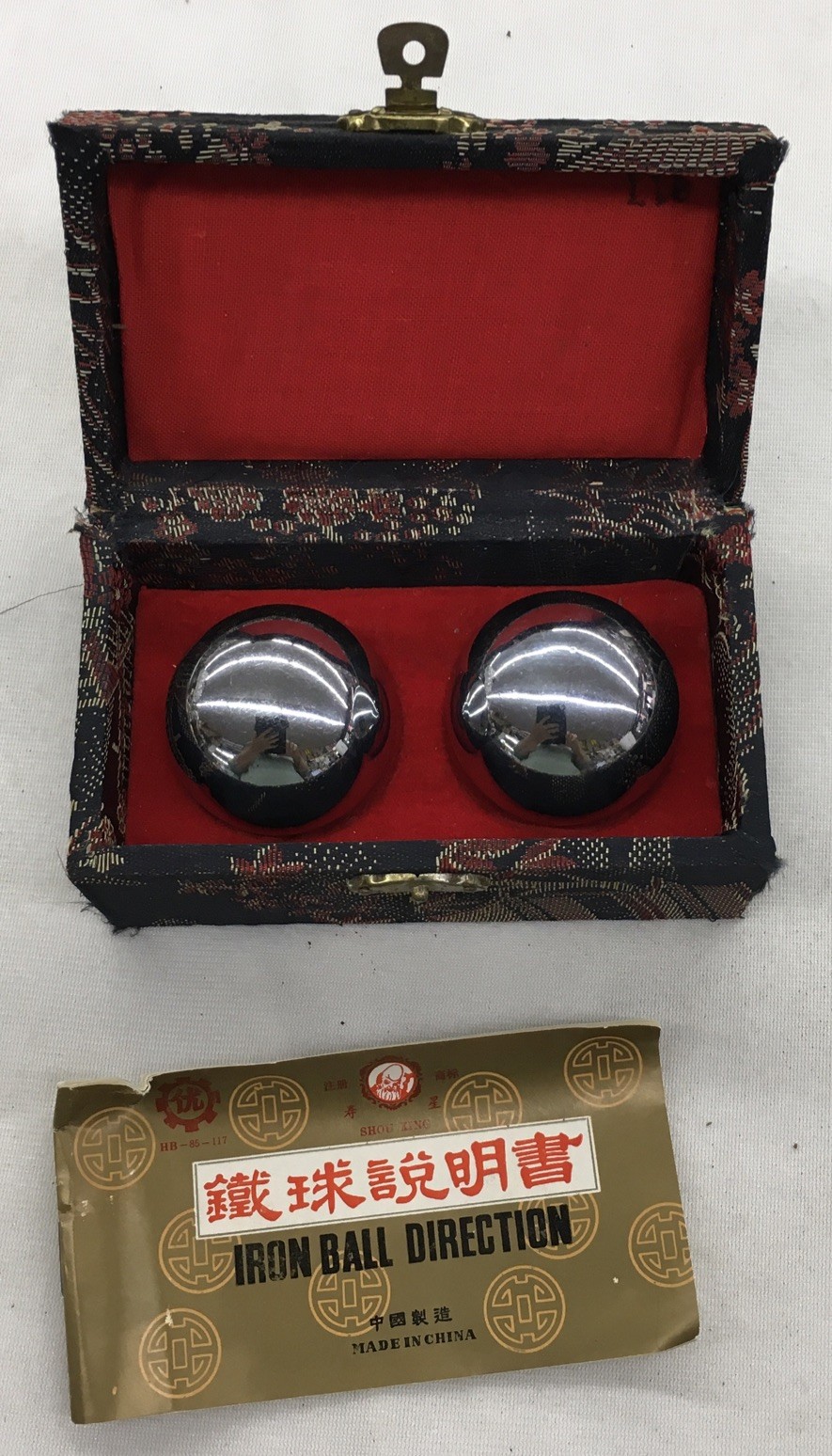 Vintage Gulan Shou Xing Iron Ball Direction Kit, Original Box
