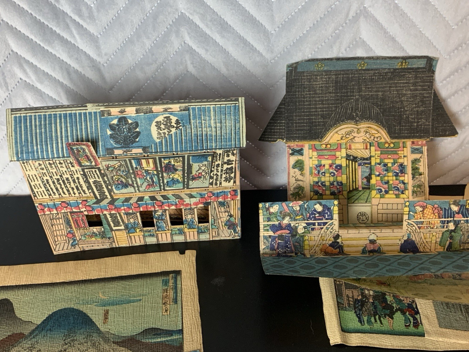 Vintage Antique Painted Paper Chinese Art Unframed Lot 3D Pop Up Home Decor