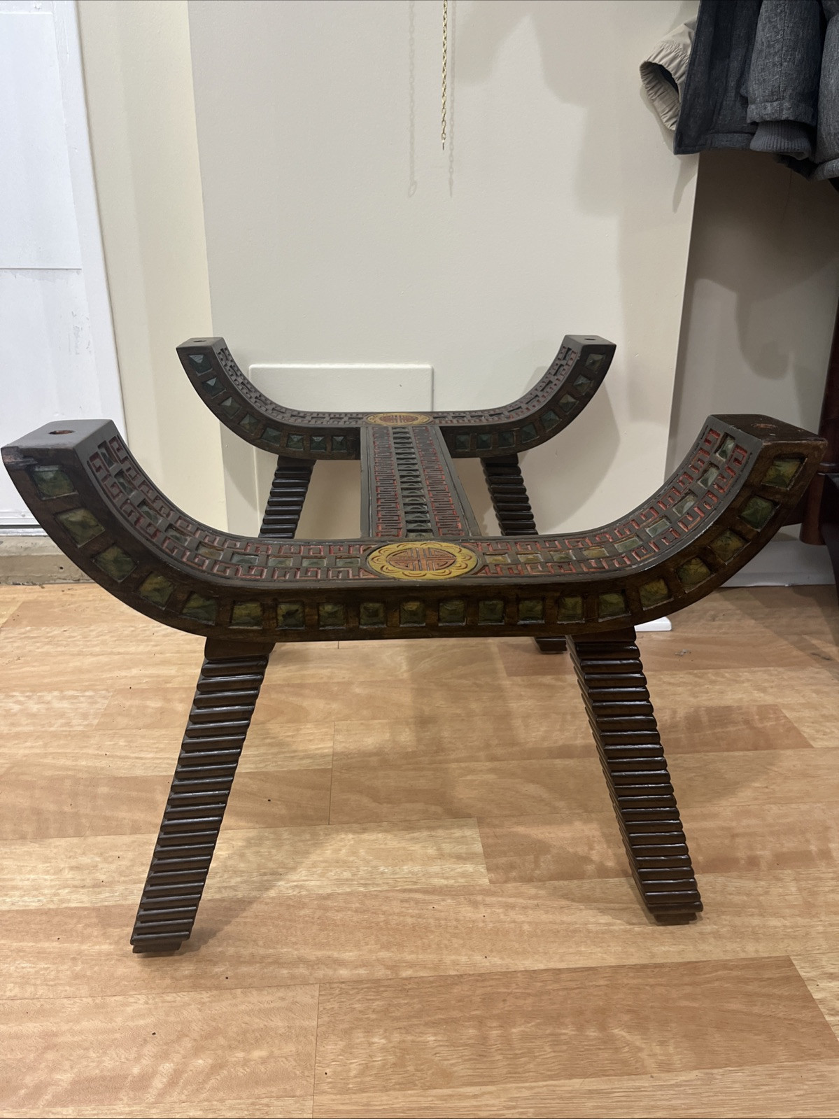 Unique Chinese Asian Carved Wood Coffee Table / Side Table Without The Glass VTG