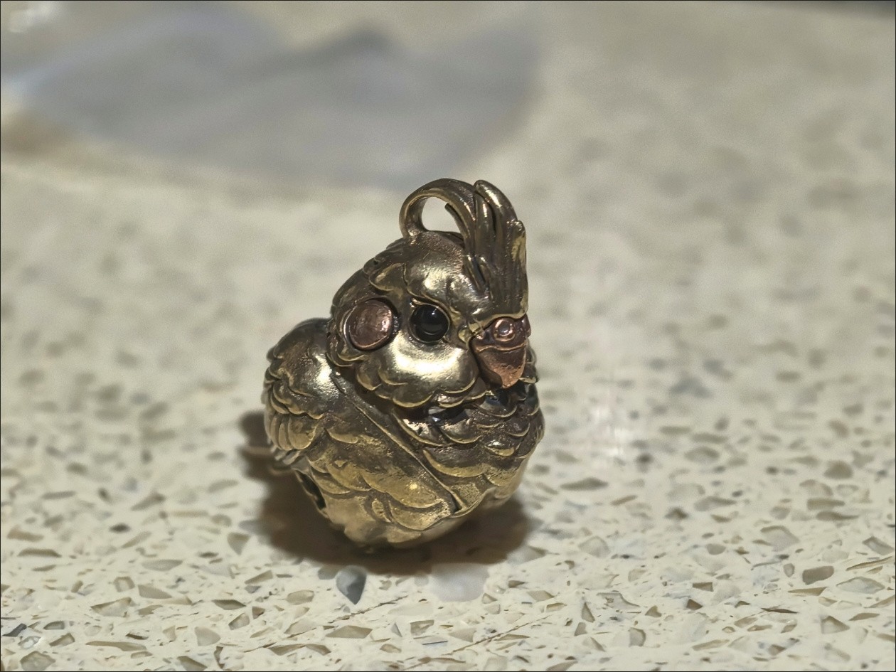 Vintage Brass Parrot Bell Ornament Copper Craft for Stress Relief Desktop Decor