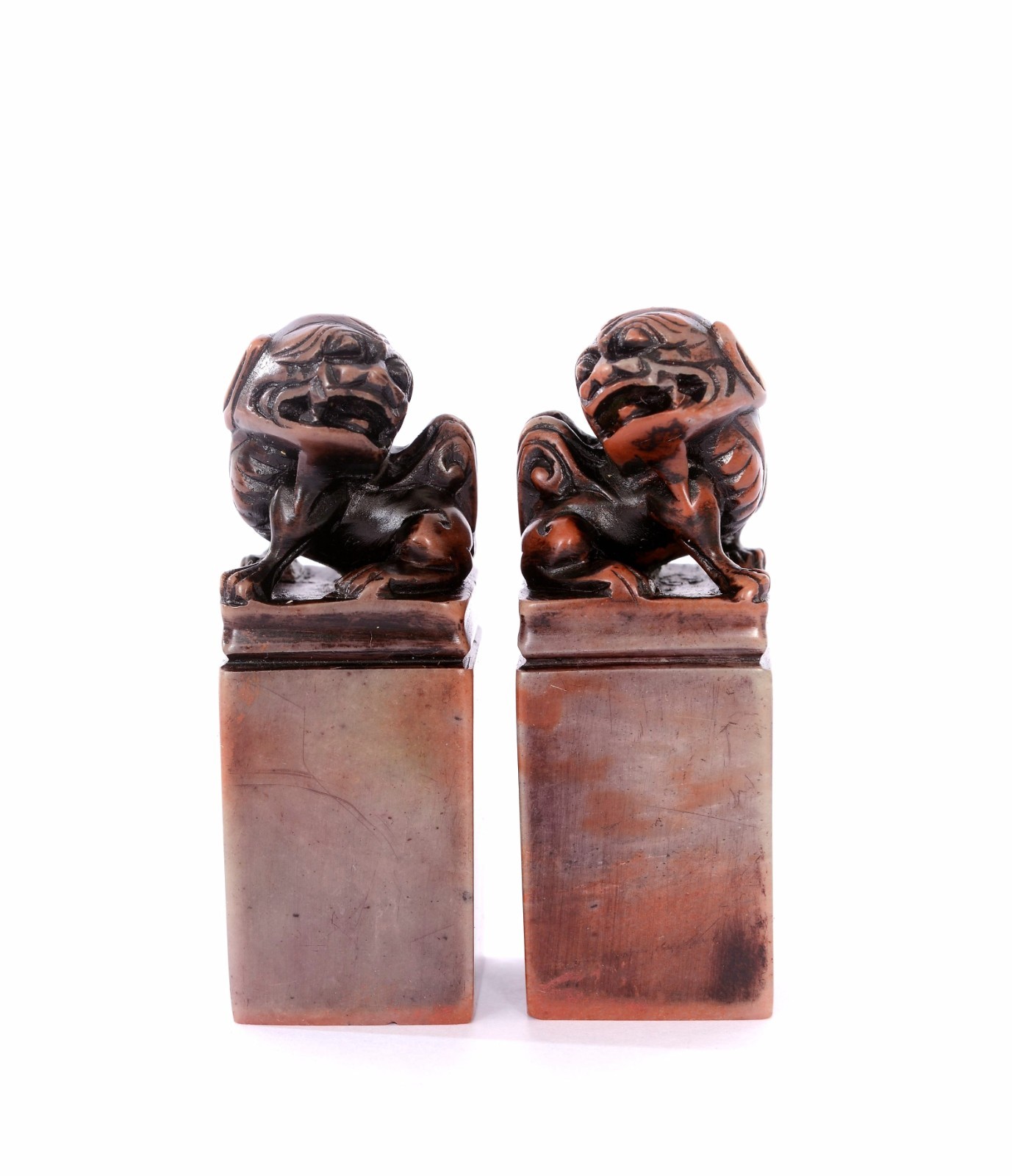 Vintage Chinese Soapstone Carved Carving Fu Foo Lion Dog Seal Chop