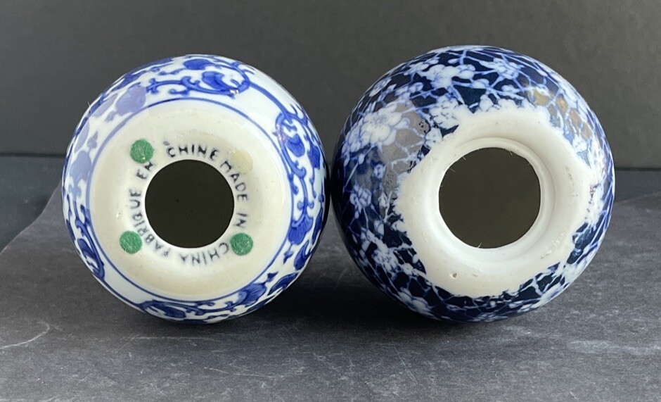 Vintage Asian Blue & White Two Large Eggs 4.25” Collectable Home Decor