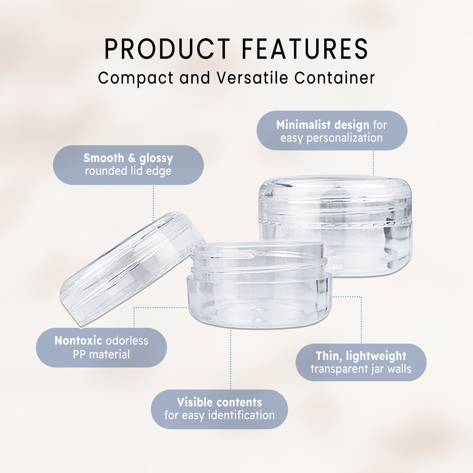 12 Pieces 15 Gram/1/2oz High Quality Lip Balm Lotion Cream Sample Jar Containers