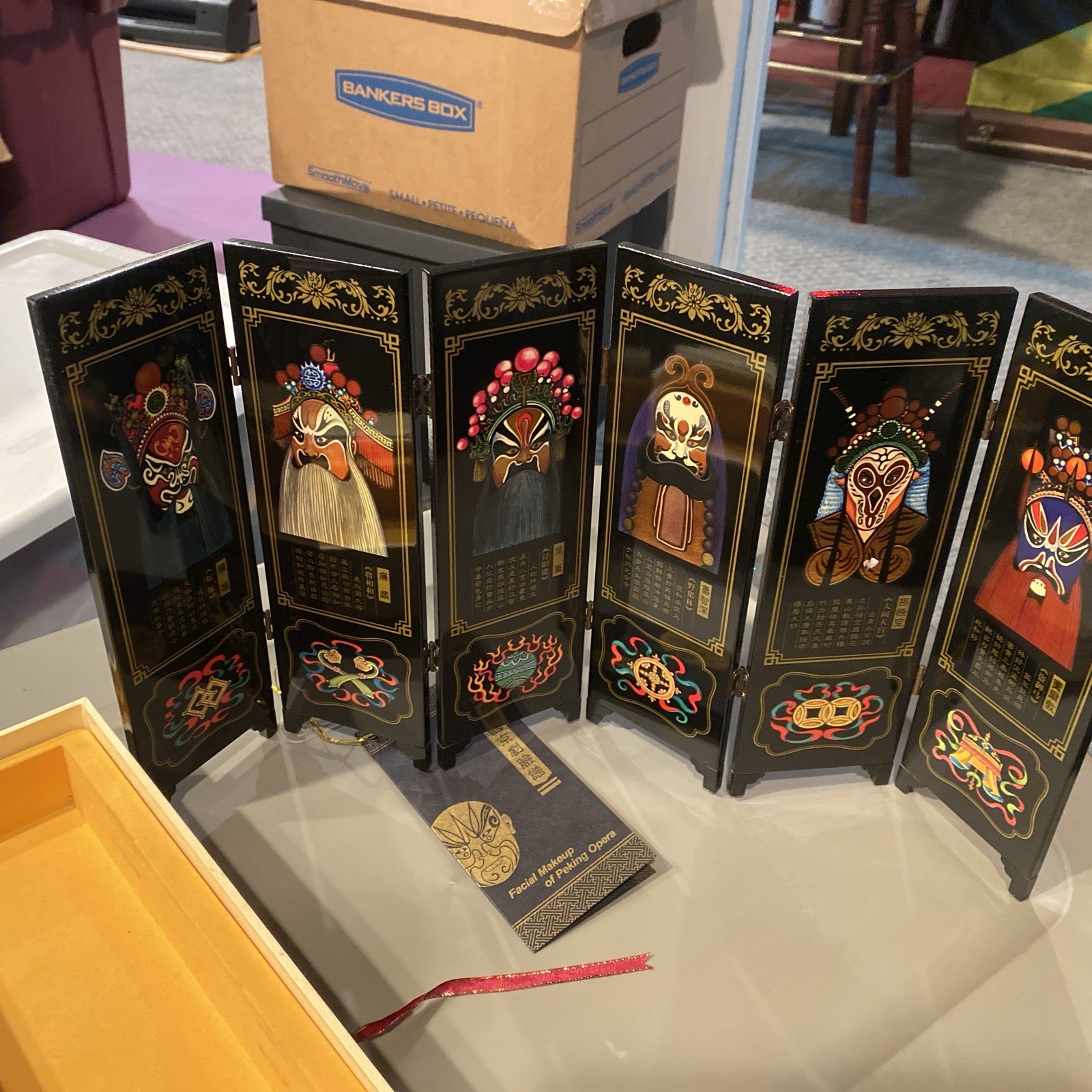 Facial Makeup Of Peking Opera 6 Double Sided Screens W/ Box. Beautiful gift!