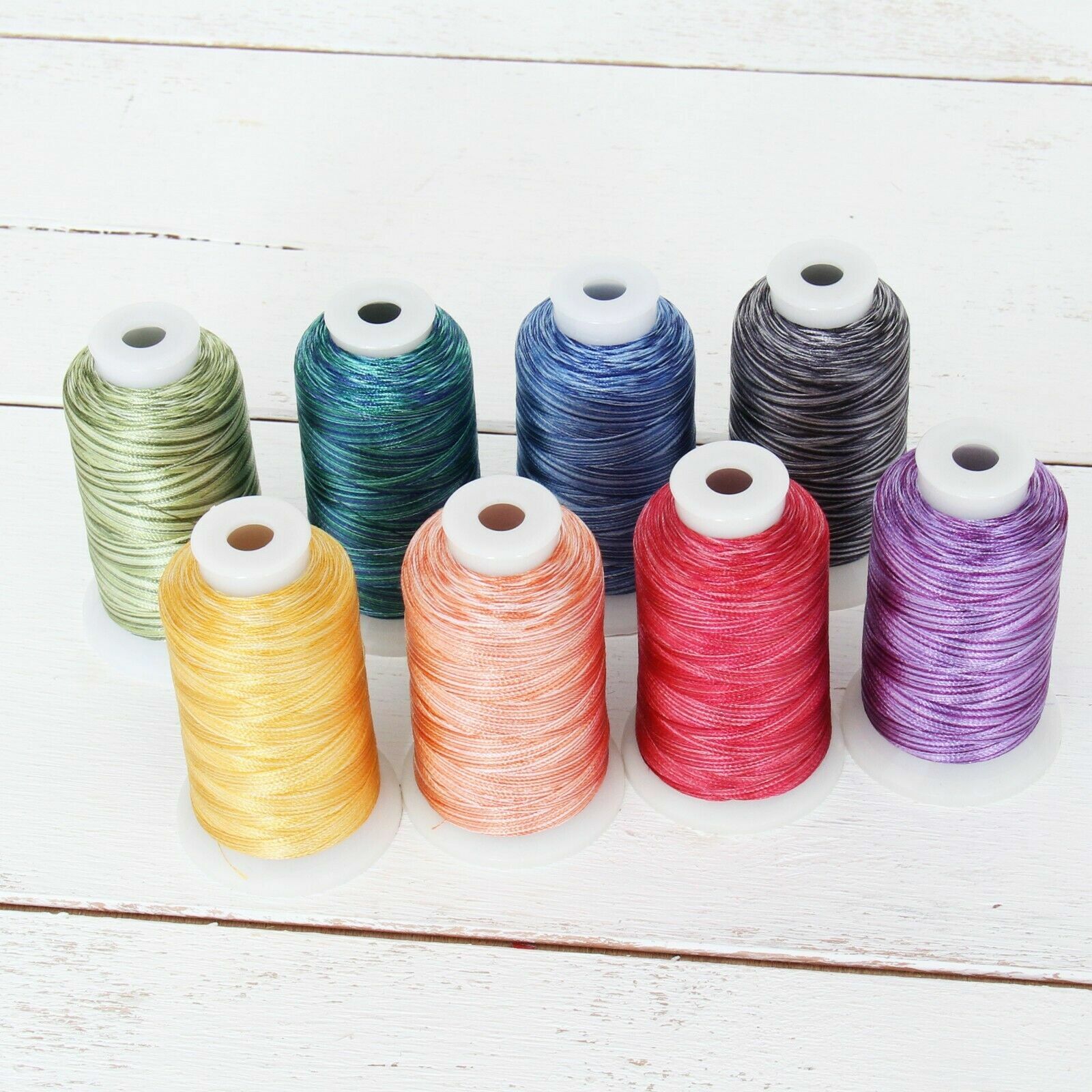VARIEGATED POLYESTER EMBROIDERY THREAD 1000M SPOOLS 25 COLORS 40 WT – THREADART