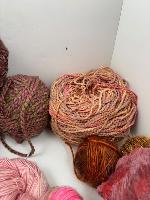 Mixed Yarn Lot 7 lbs Hand Dyed Skeins Various Colors Wool Acrylic Various Brands