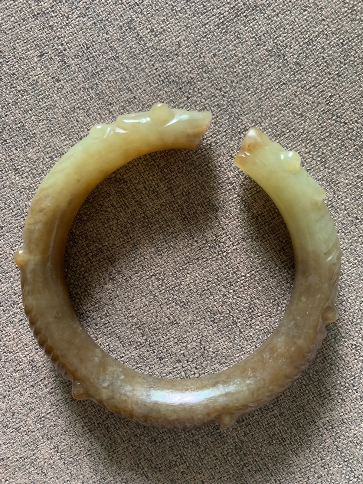 Wonderful Pure Chinese Natural HeTian Old Jade Hand Carved *2Dragons* Bangle