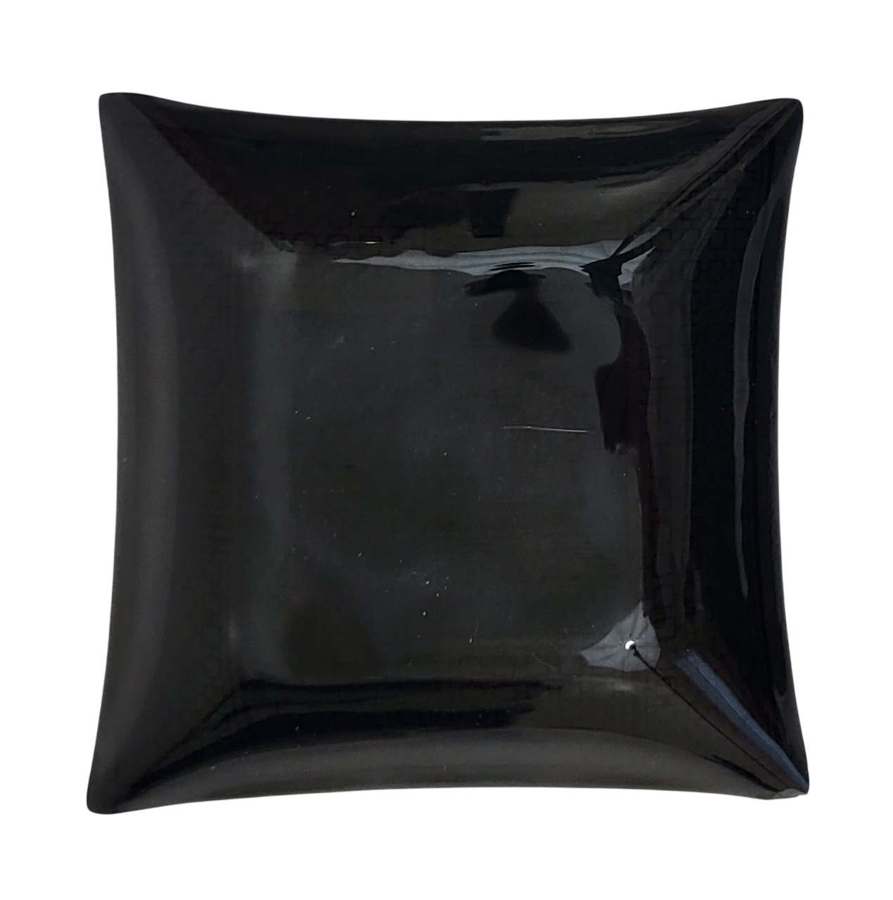 Chinese Goddess Square Black Glass & 24K Gold Ash Tray Trinket Dish Set of 2