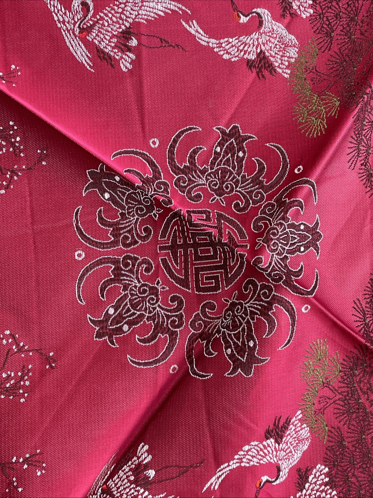 Vintage Brocaded Flowers Chinese Round Double Sided Tapestry Table Cloth Fringed