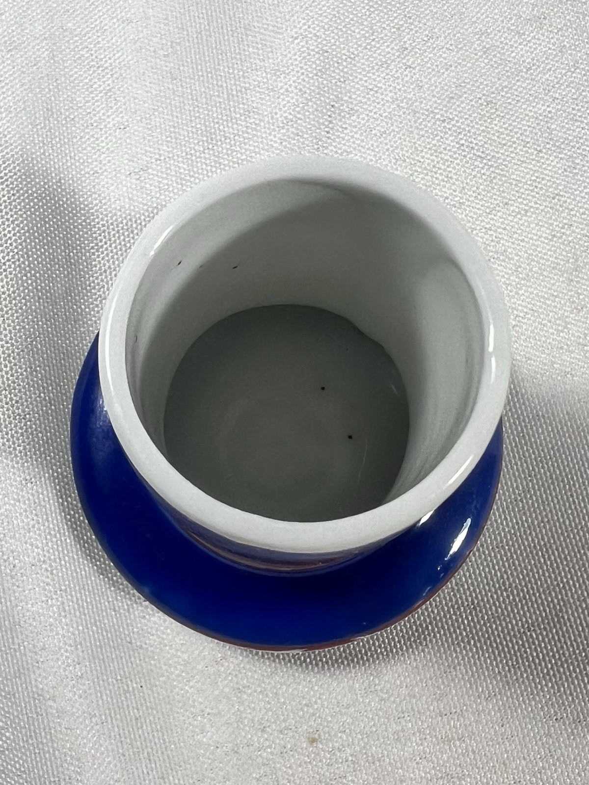 Vintage Chinese Blue & White Porcelain Toothpick Holder – Peonies & Fish – 3.5”