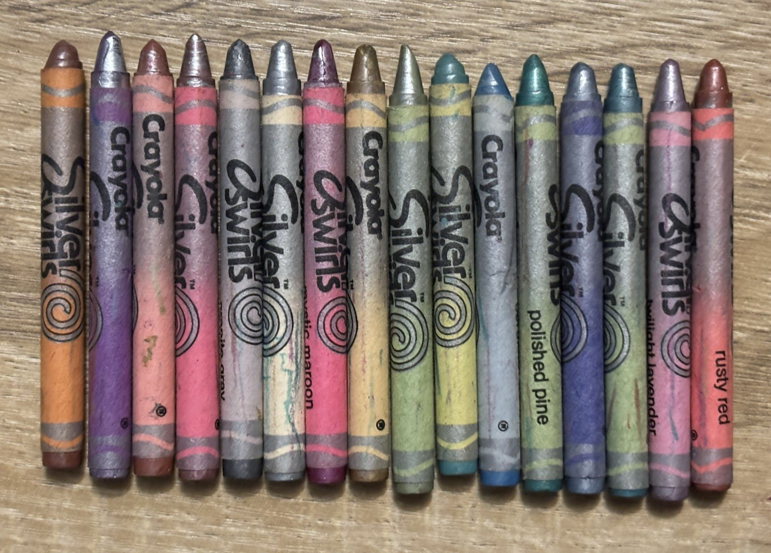Crayola Silver Swirls 16 Count Crayons & 14 Hot Fluorescent 1990 Binney Smith