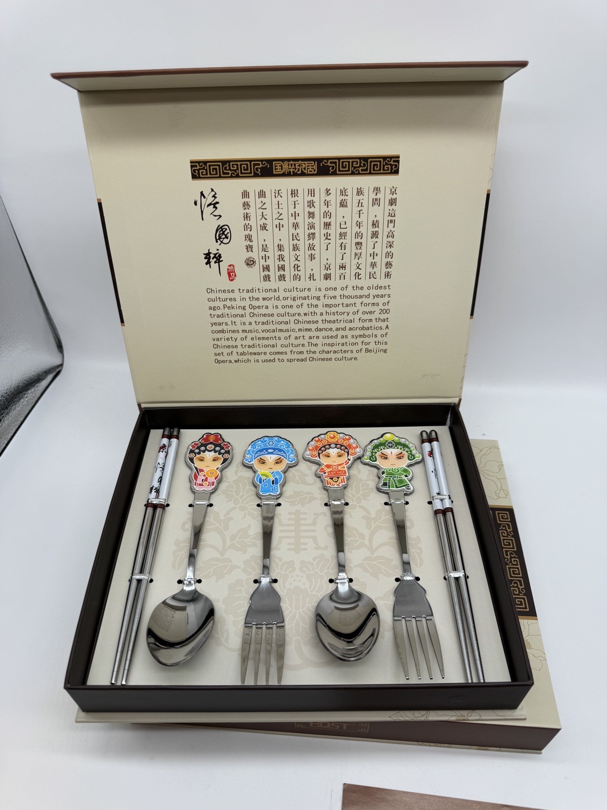 Guo Cui Jing Ju Chinese Peking Opera Flatware Set LP-1315 Chop Sticks Forks qty2