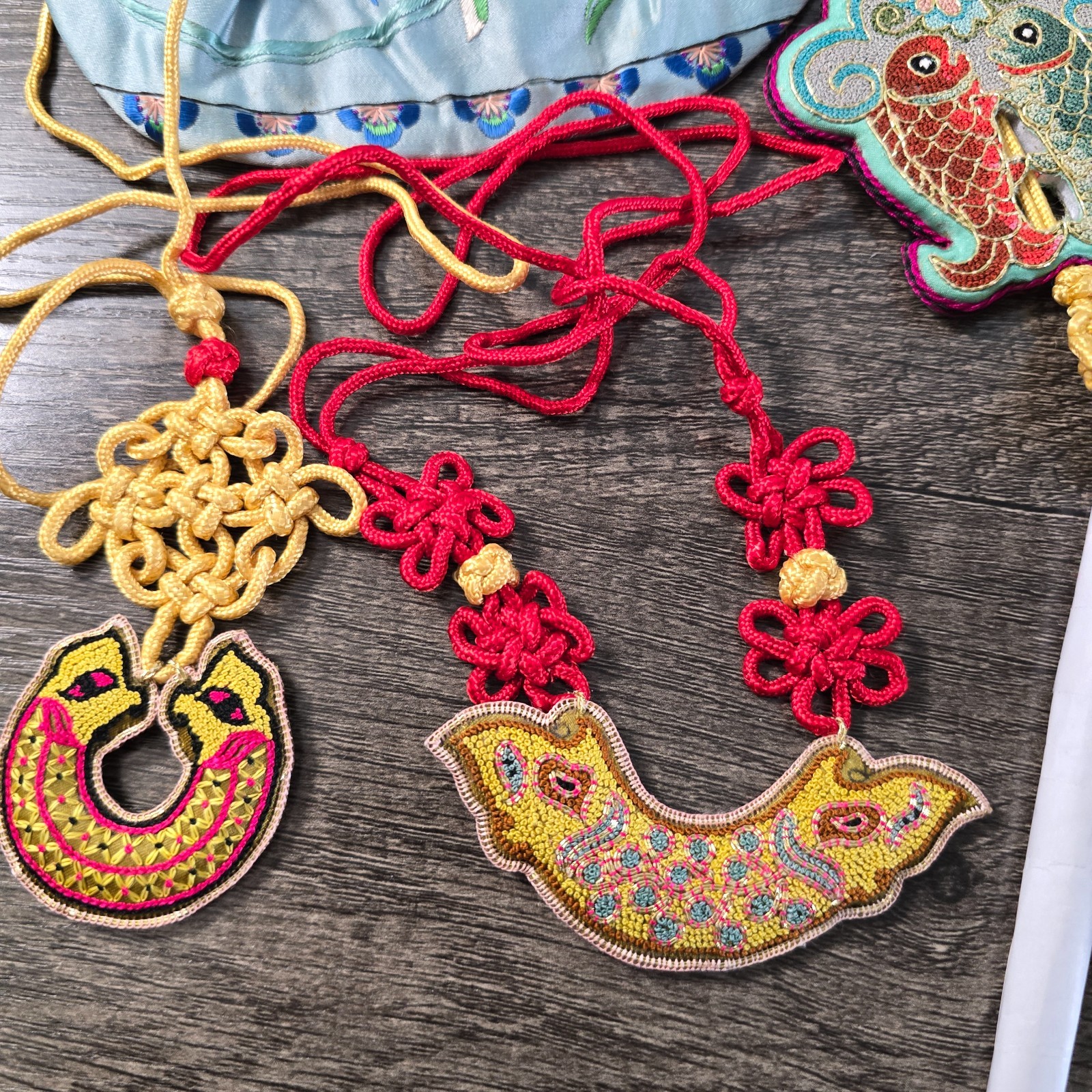 Embroidered Chinese Zodiac Lucky Charms & Ornaments, Animal Motifs, Pouches Lot