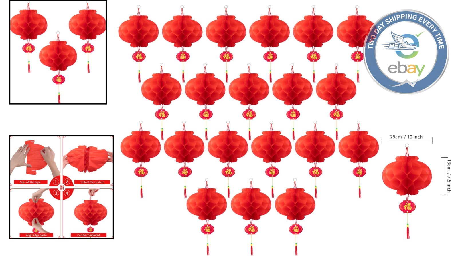 Vibrant 20-Pack 10 Inch Waterproof Red Lanterns for Unforgettable Celebrations