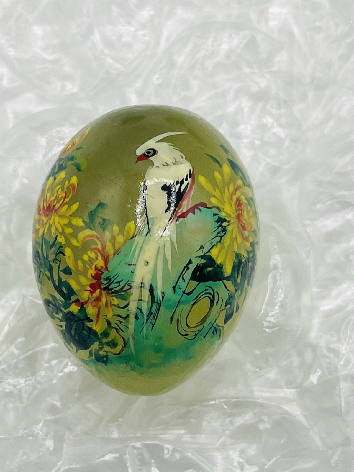 VTG Oriental Hand Painted Jade 1.5” Birds Dragon Flower Lot Of 9 Miniature Eggs