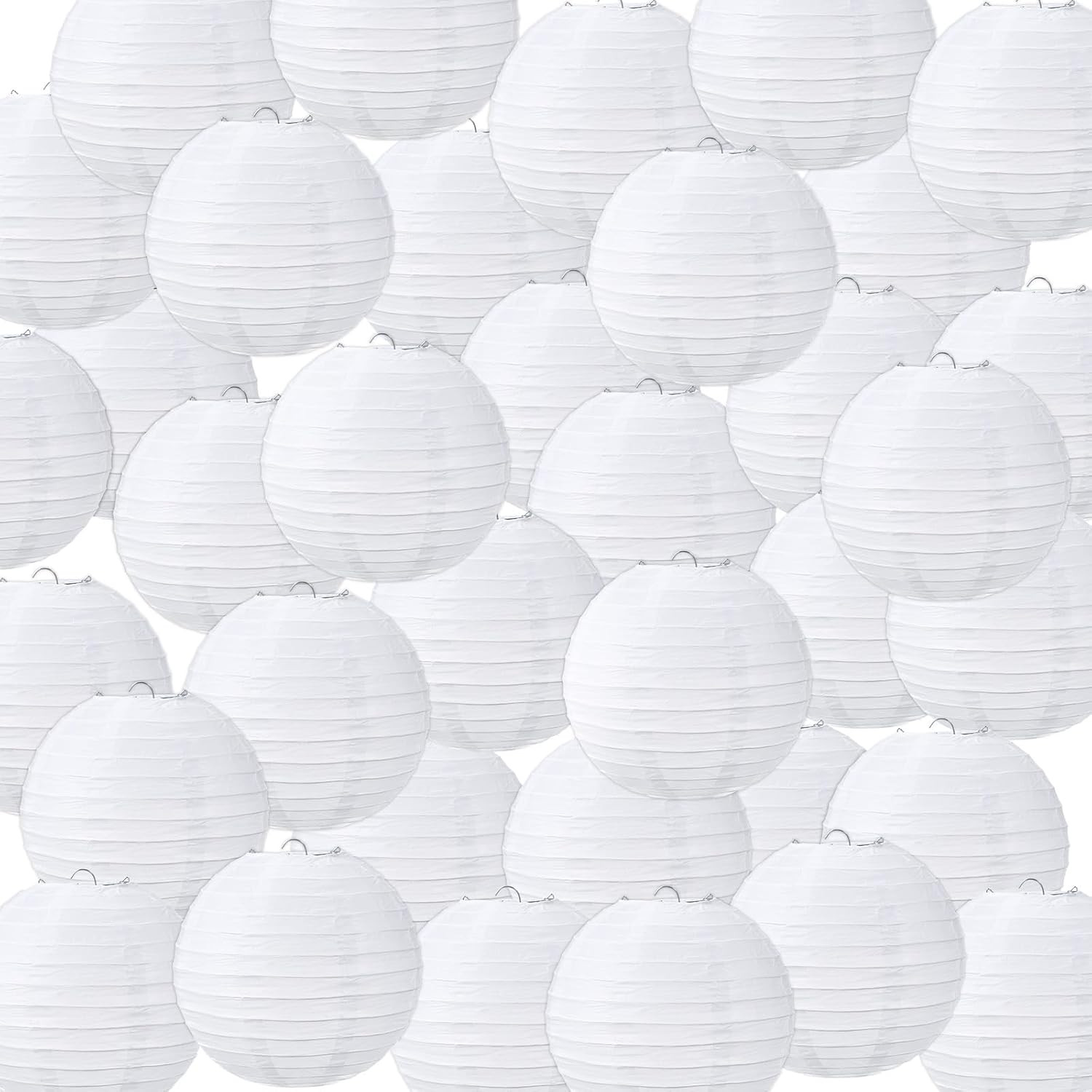 48 Pack White Chinese Japanese Paper Lanterns Decorative Hanging round Paper Lan