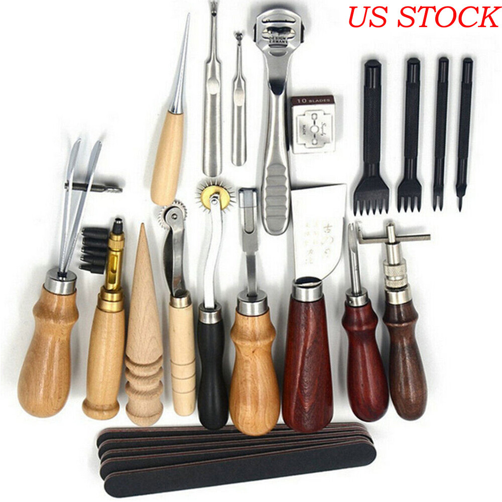 Classic Leather Craft Tools Kit Stitching Sewing Beveler Punch Cutter Knife Tool