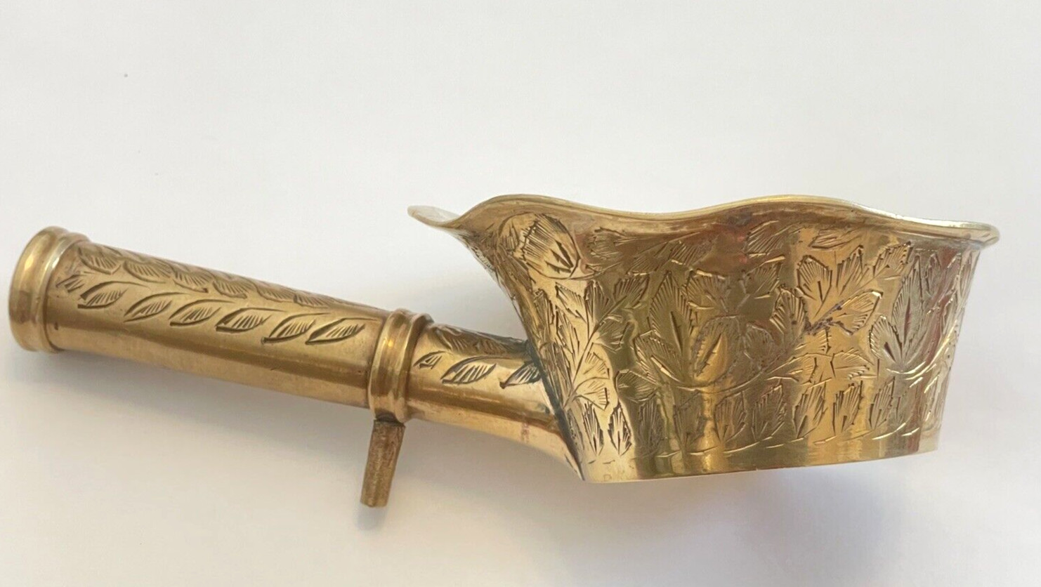 Vintage or Antique Chinese Brass Silk Iron Leaf Print Bottom Numbered / Lettered