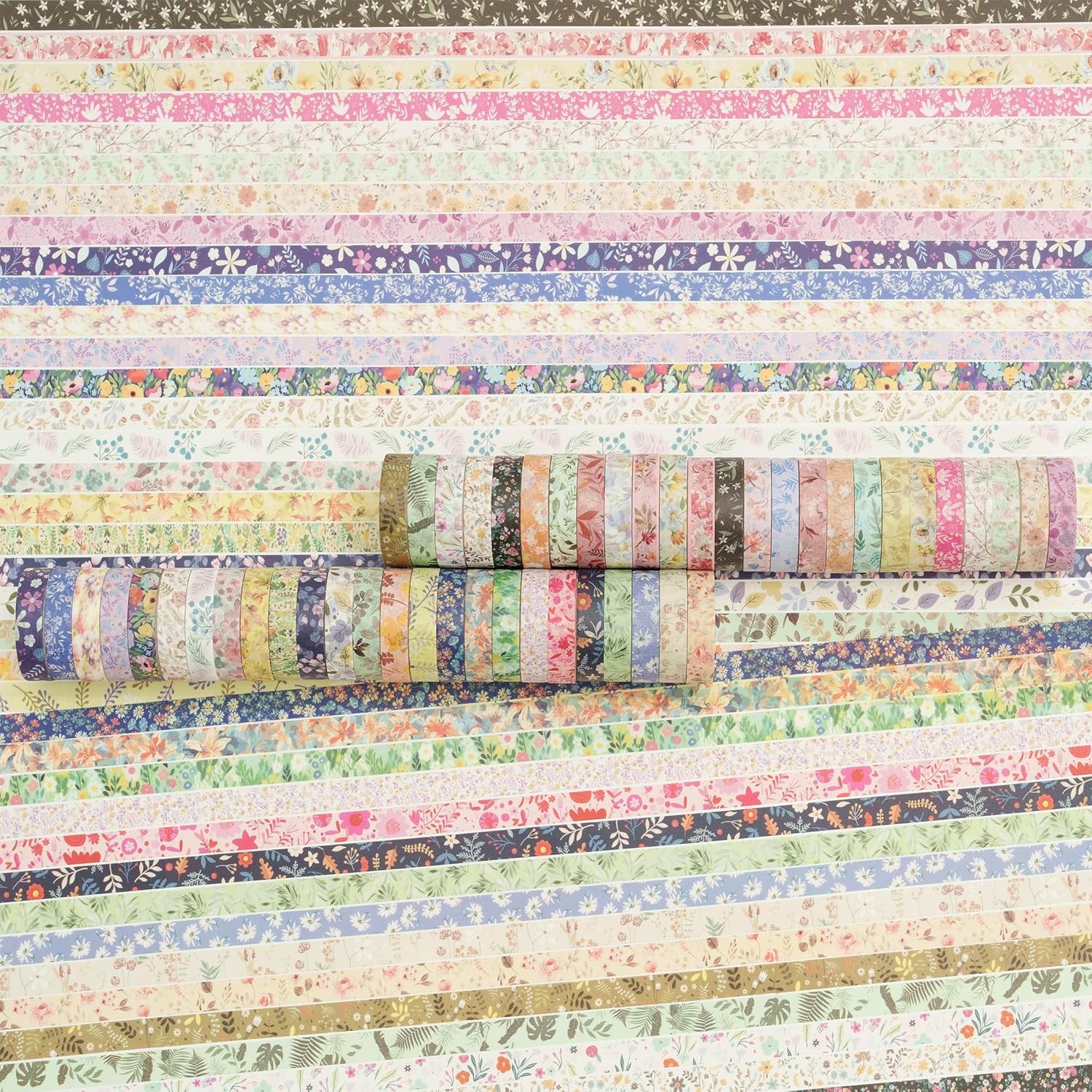Flowers Washi Tape Pack 50 Rolls Floral Printed Masking Tape Plants Decorative f