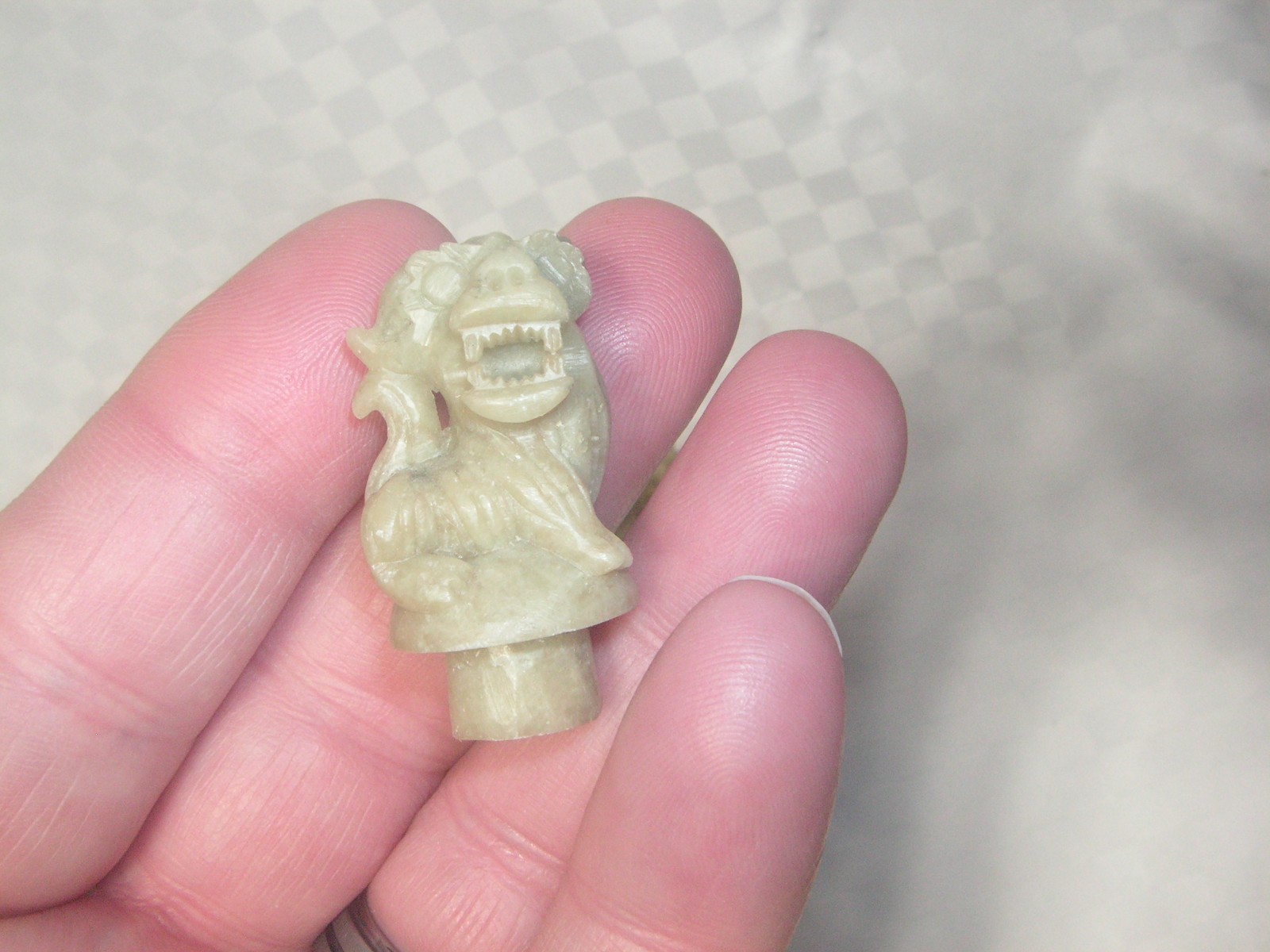 VINTAGE, PROBABLY CHINESE, SOAP STONE INCENSE BURNER WITH FOO DOGS, CARVINGS