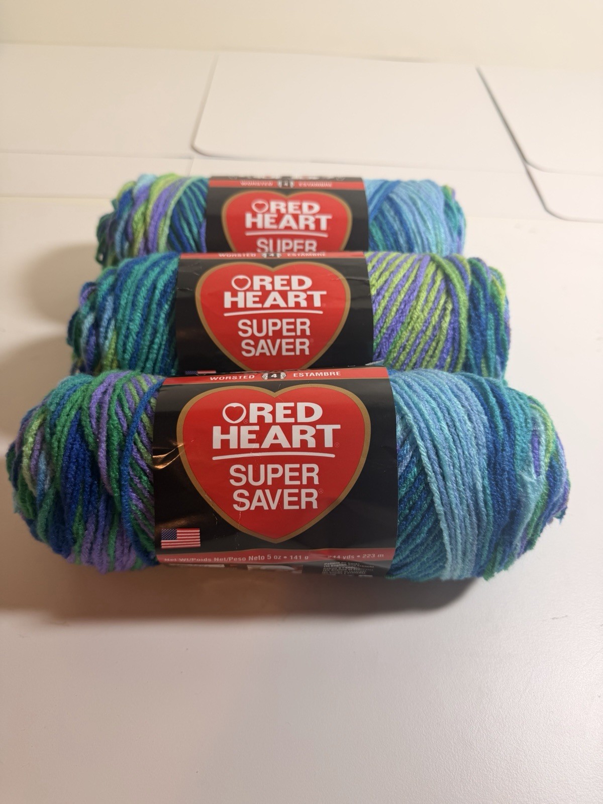 Red Heart Super Saver Yarn Wildflowers Multicolor lot of 3