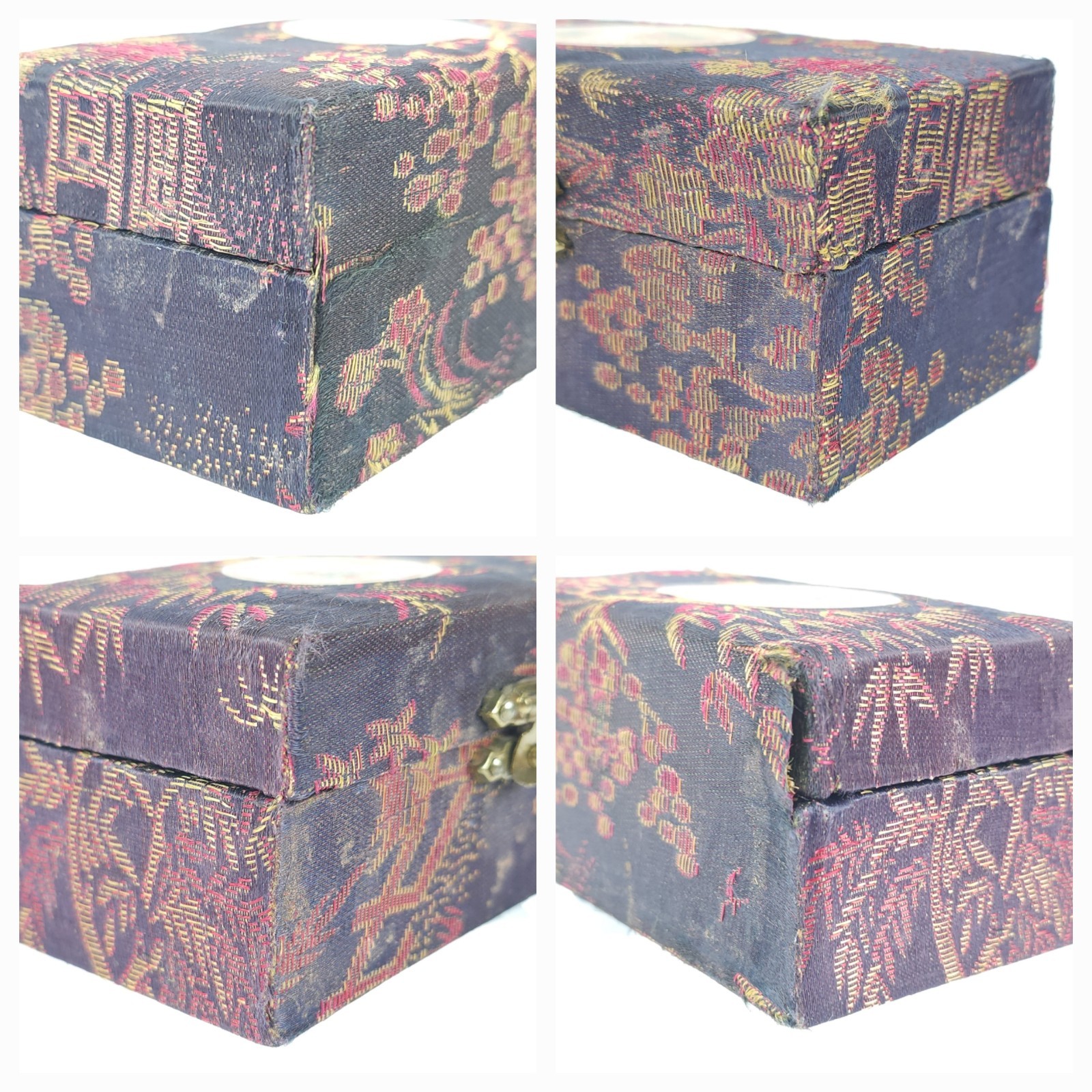 Vintage Chinese Cloisonné Baoding Health Balls w Box Blue Enamel w Butterflies