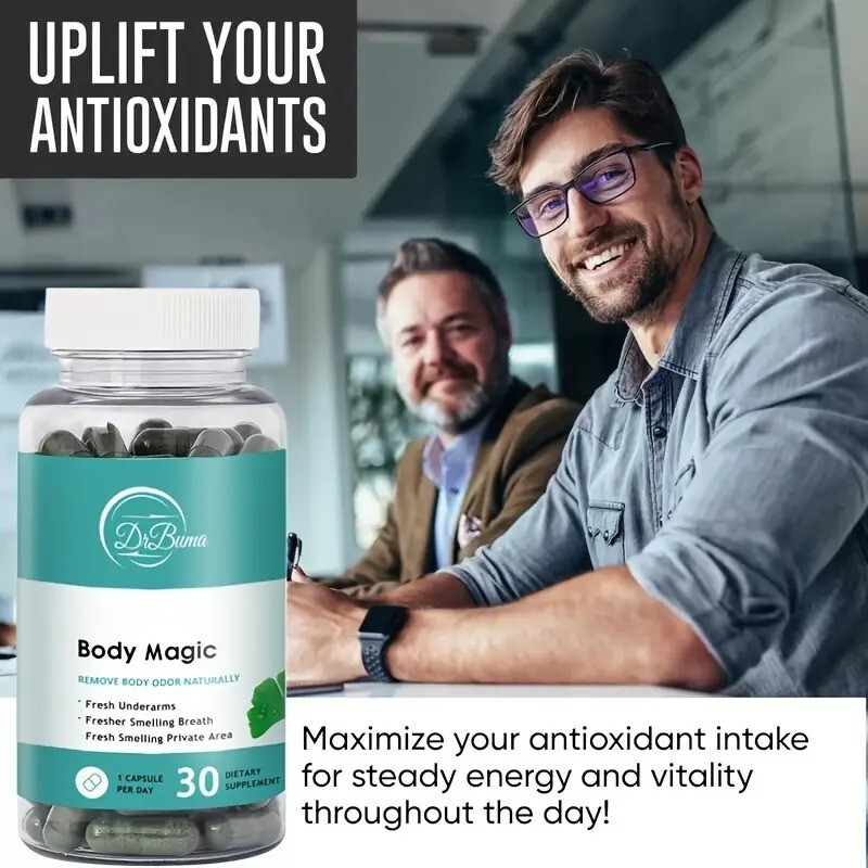 Natural Chlorophyll Capsules – Internal Deodorant for Body Odor Control (30 Ct)