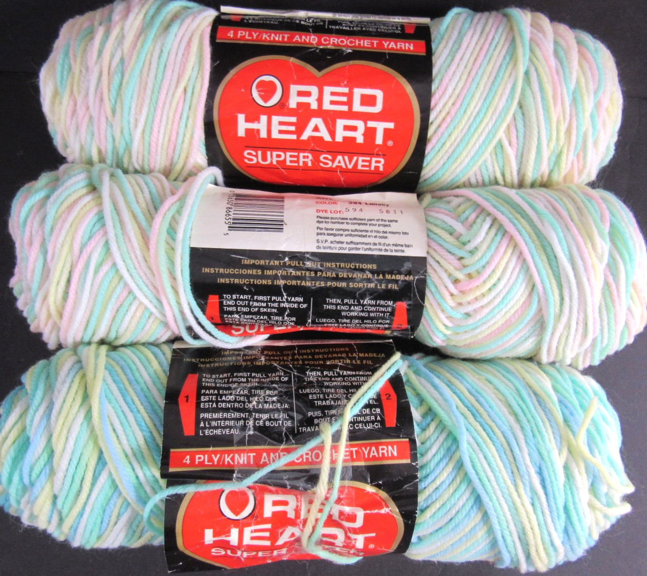 Red Heart Super Saver Variegated Pastels Yarn Lullaby Wintergreen mixed lot
