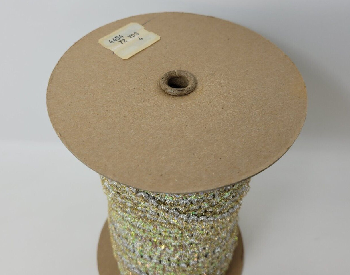 Bulk Spool 72 YDS Fancy Silver & Gold Tinsel Picot Trim Sewing Craft Ribbon