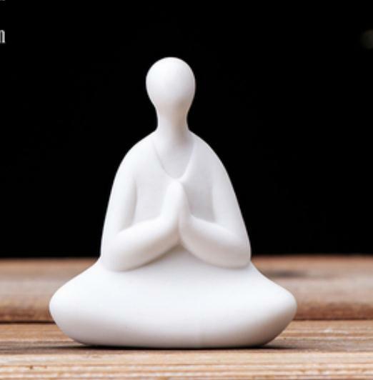 2.3″ Chinese White Porcelain Ceramics Sit Crosslegged Figurine Statue Statues