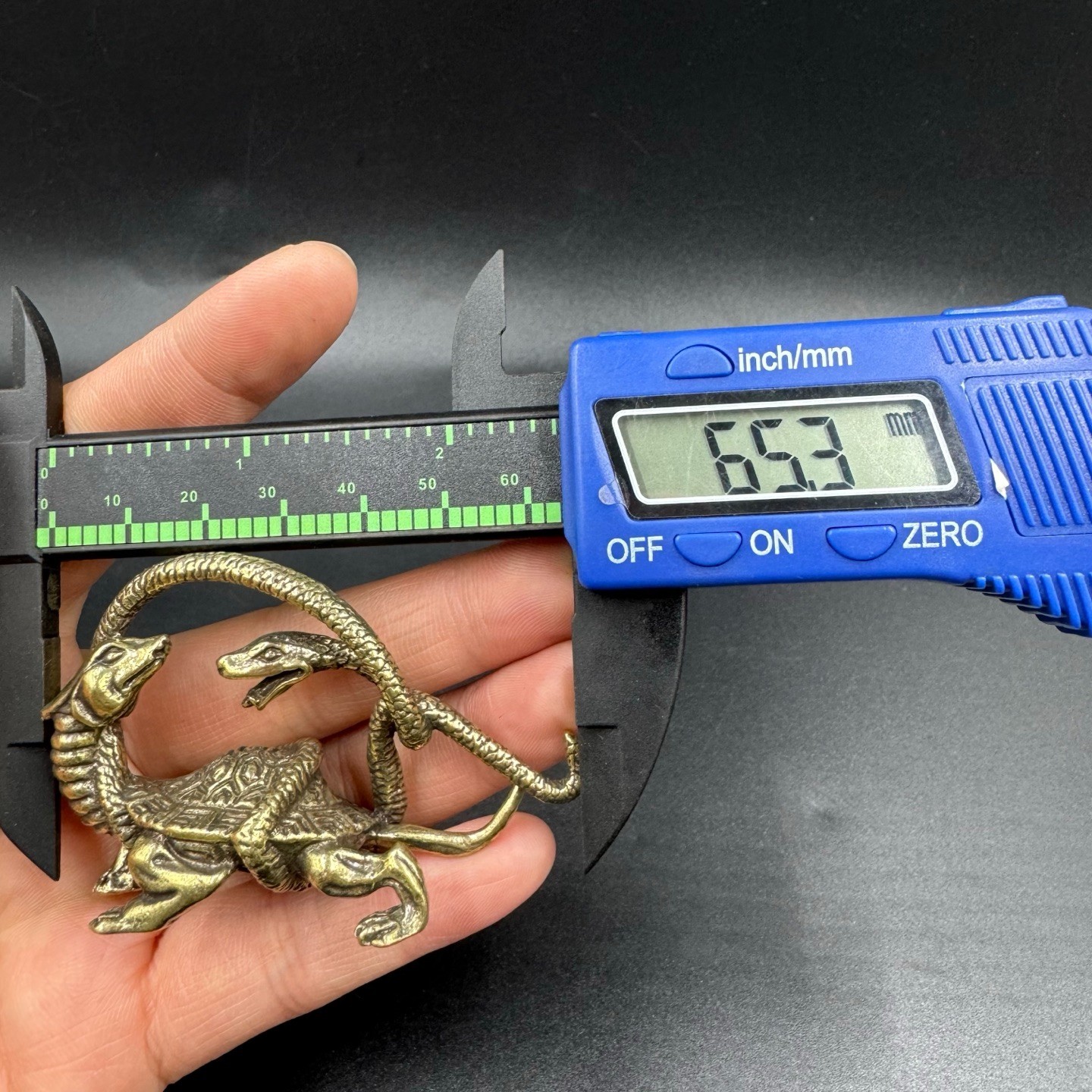 Vintage Brass Black Tortoise Xuanwu Statue Four Symbols FengShui LongevityWealth