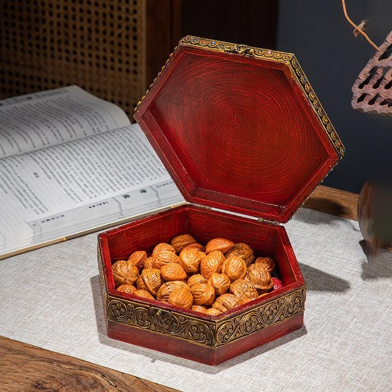 Vintage Monkey Wood Jewelry Box, Cloisonne Inlay, 14.5×7.5cm, Lockable