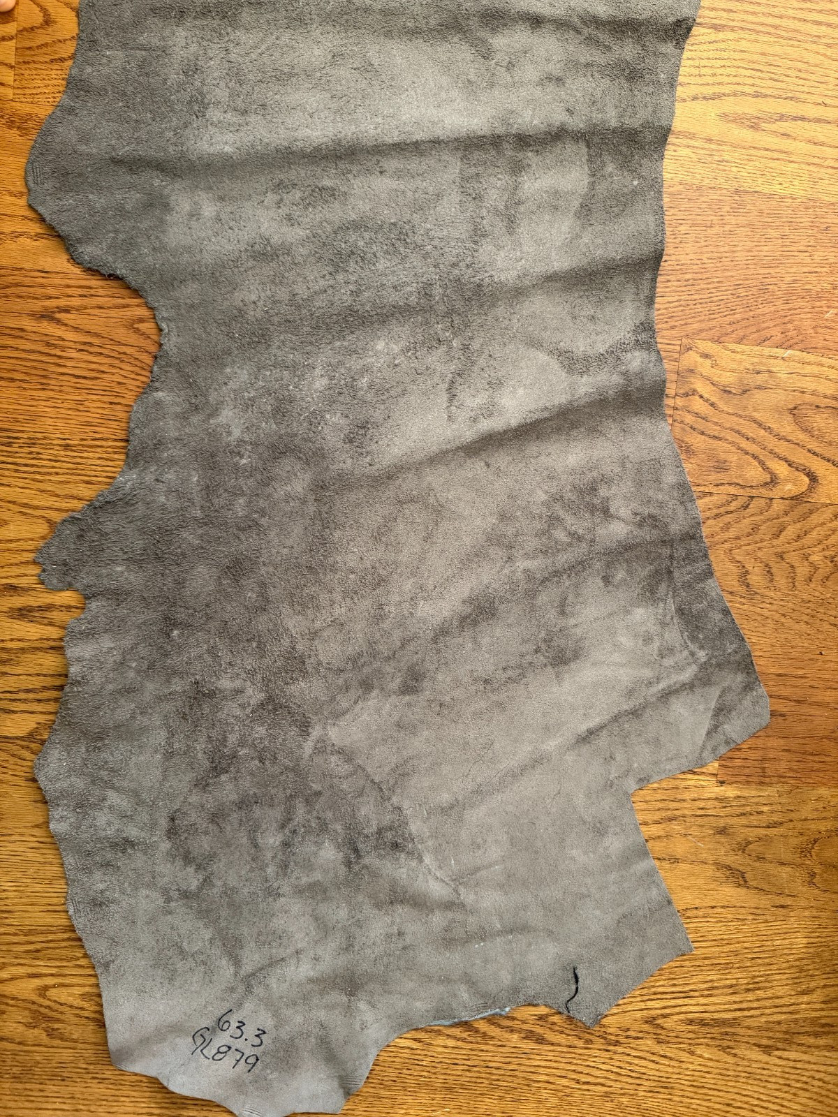 GRAY FULL GRAIN LEATHER SCRAP 26.5OZ PREMIUM UPHOLSTERY REMNANT CRAFT ART